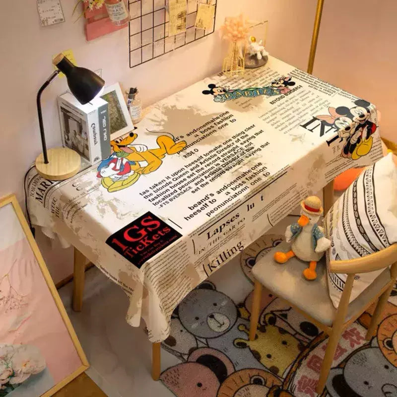 Toalha De Mesa Mickey Mouse Dos Desenhos Animados Da Disney Para Crianças, Mesa De Jantar Americana, Toalha De Mesa De Café Retro, Toalha De Mesa Quadrada