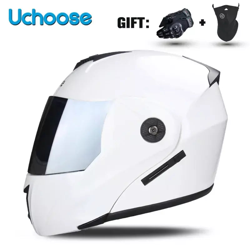 Unisex Capacete com viseira, lente dupla, seção transversal, segurança, modular, flip, capacete, certificação DOT, Uchoose