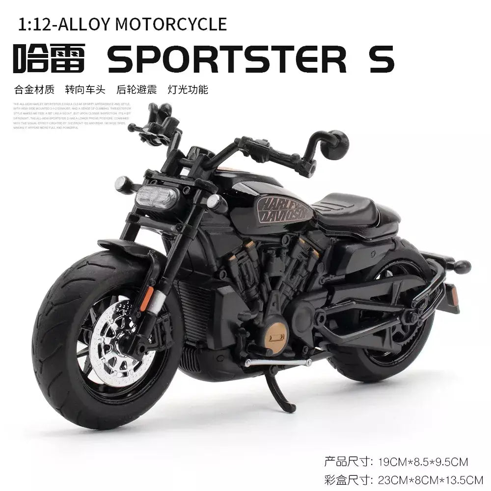 1:12 Harley Davidson Sportster S Modelo de motocicleta de corrida Diecast Alloy Street Sports Modelo de motocicleta Brinquedos para crianças Presentes
