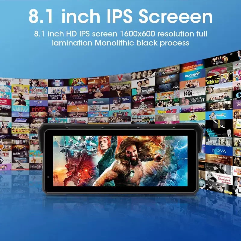 Jmcq portátil 8.1 polegada ip67 à prova dip67 água motocicleta 4k dvr navegação gps sem fio carplay android auto moto gravador monitor