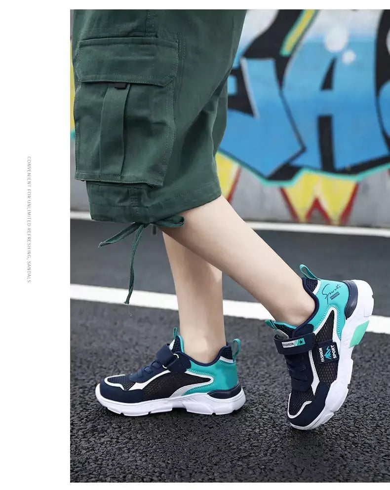 Única rede crianças sapatos meninos tênis verão respirável superfície antiderrapante meninas tênis casuais esportes correndo sapatos ao ar livre