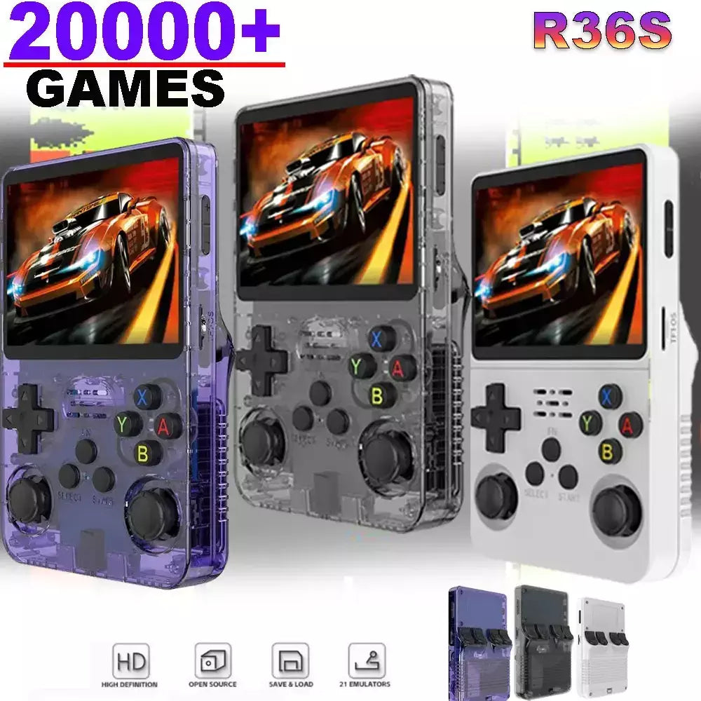 R36s console de jogos portátil, tela ips de 3.5 espaços, 128g, clássico, retrô, sistema arkos, portátil, bolso, reprodutor de videogame