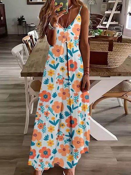 Vestido de cabeçada com estampa floral elegante feminino, casual roupas de praia, plus size, férias, Havaí, novo, 2024