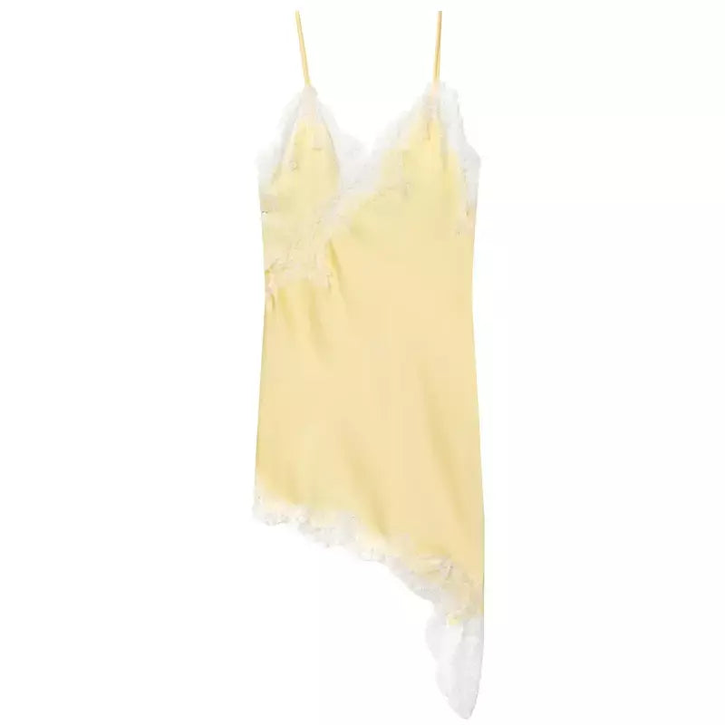 Hxao vestidos femininos de renda assimétrica vestido deslizante verão 2025 vestidos de noite sexy senhoras mini marrom sem mangas sem costas