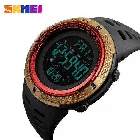 Skmei 1251 relógio digital à prova d'água para homens, relógio de pulso eletrônico esportivo com contagem regressiva, relógio militar led 1560 reloj hombre