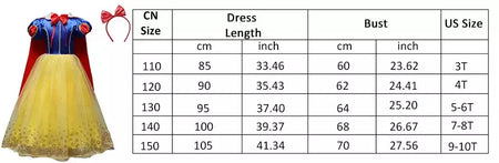 Menina belle neve branca vestido crianças natal elegante princesa traje bebê halloween disfarce cosplay festa fantasia 3-10 anos