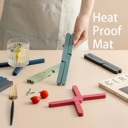 Silicone x em forma de almofada resistente ao calor dobrável antiderrapante pote pan esteira mesa placemat prato cruz titular coaster cozinha