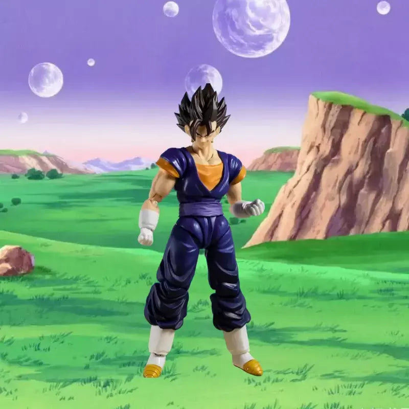 Dragon Ball Z SHF Vegetto Figura de ação Super Saiyan SSJ Cartão Vegetto Goku Vegeta Anime Modelo Brinquedo Estátua de PVC Coleção Presentes