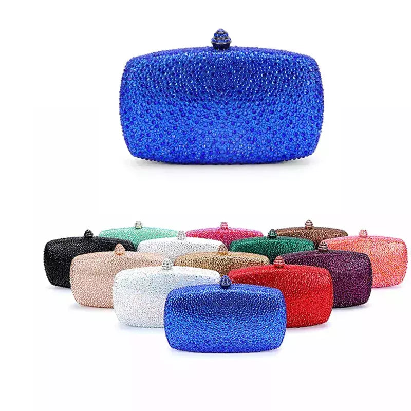 Bolsa noite strass para mulheres, bolsas de casamento, corrente de cristal, ouro, prata, pedras da noite, marrom, verde, pedras azuis