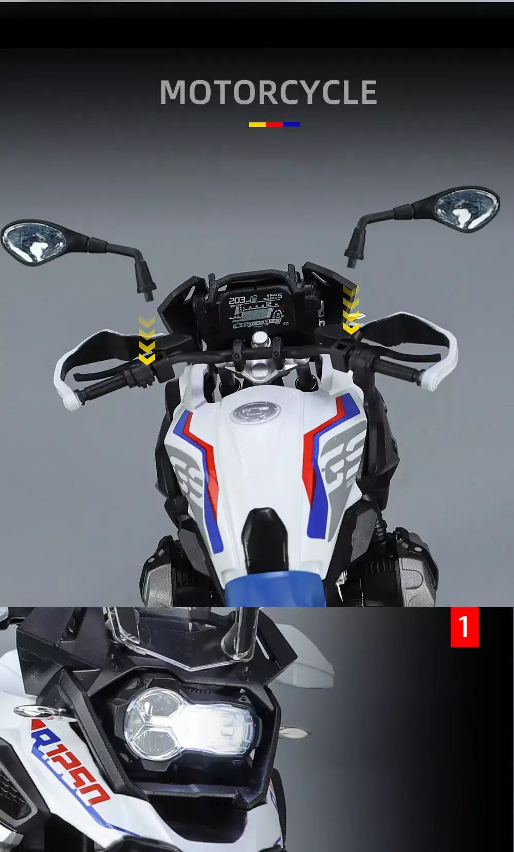 1/9 r1250 gs adv liga de corrida motocicleta diecasts rua esportes motocicleta modelo simulação com luz coleção crianças brinquedos presente