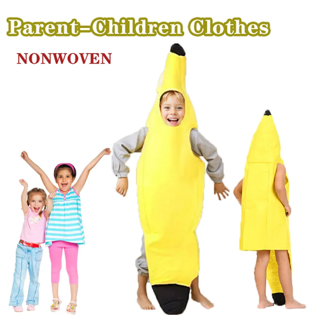 Criança/adulto unissex divertido conjunto de banana amarelo traje luz halloween fruta fantasia festa feriado dança vestido traje