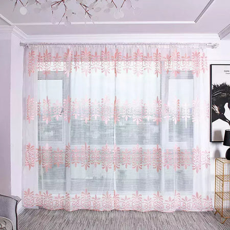 Tule Floral em Cortinas Puras, Tratamento Janela, Painel Persianas, Sala de estar, Quarto, Cozinha, Sombra, Roxo, Peônia
