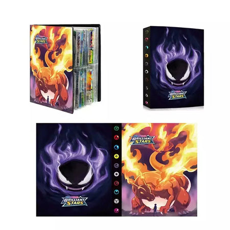 Álbum de cartões 4/9 protetor 240/540 pçs cartão livro mapa carta titular pasta dos desenhos animados charizard mewtwo vmax gx cartões coleção pasta