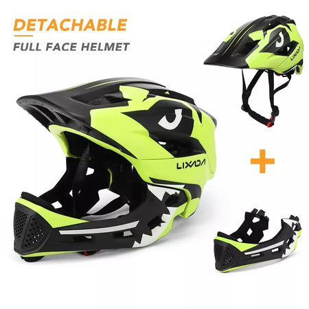 Capacete facial completo destacável para crianças, capacete de segurança esportivo para ciclismo, skate, patinação