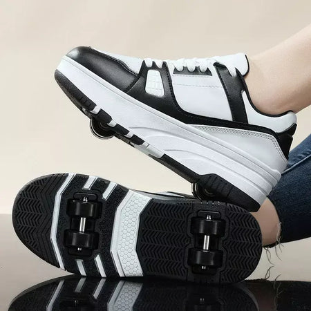 Sapatos de rolo de quatro rodas meninos meninas sapatos de caminhada casuais esportes ao ar livre slide e psiquiatra estudantes da escola polias sapatos tênis