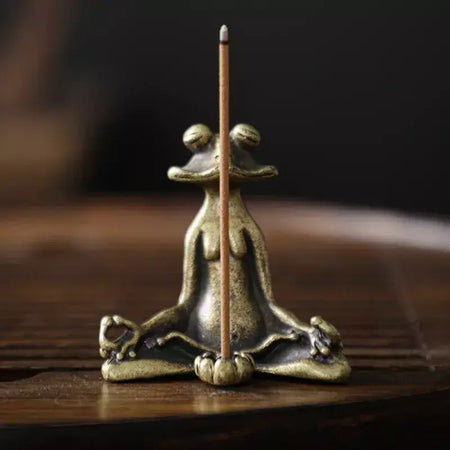 Antigo bronze meditação zen sapo estátua ornamento cobre escultura animal queimador de incenso casa decorações mesa chá animal estimação