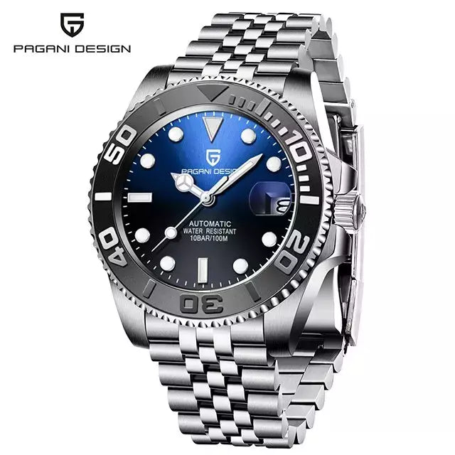 Pagani design esportes masculino relógio de pulso mecânico safira luxo relógio automático para homem aço inoxidável à prova dwaterproof água