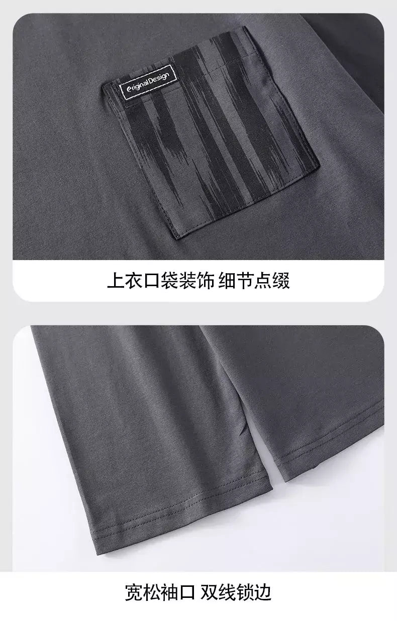 Pijama de algodão de duas peças masculino, calça de manga comprida, traje caseiro, estudante e adolescente, novo outono