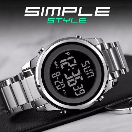 Skmei relógio de pulso masculino luxuoso, à prova d'água, aço inoxidável, eletrônico, esportivo, digital, 1611