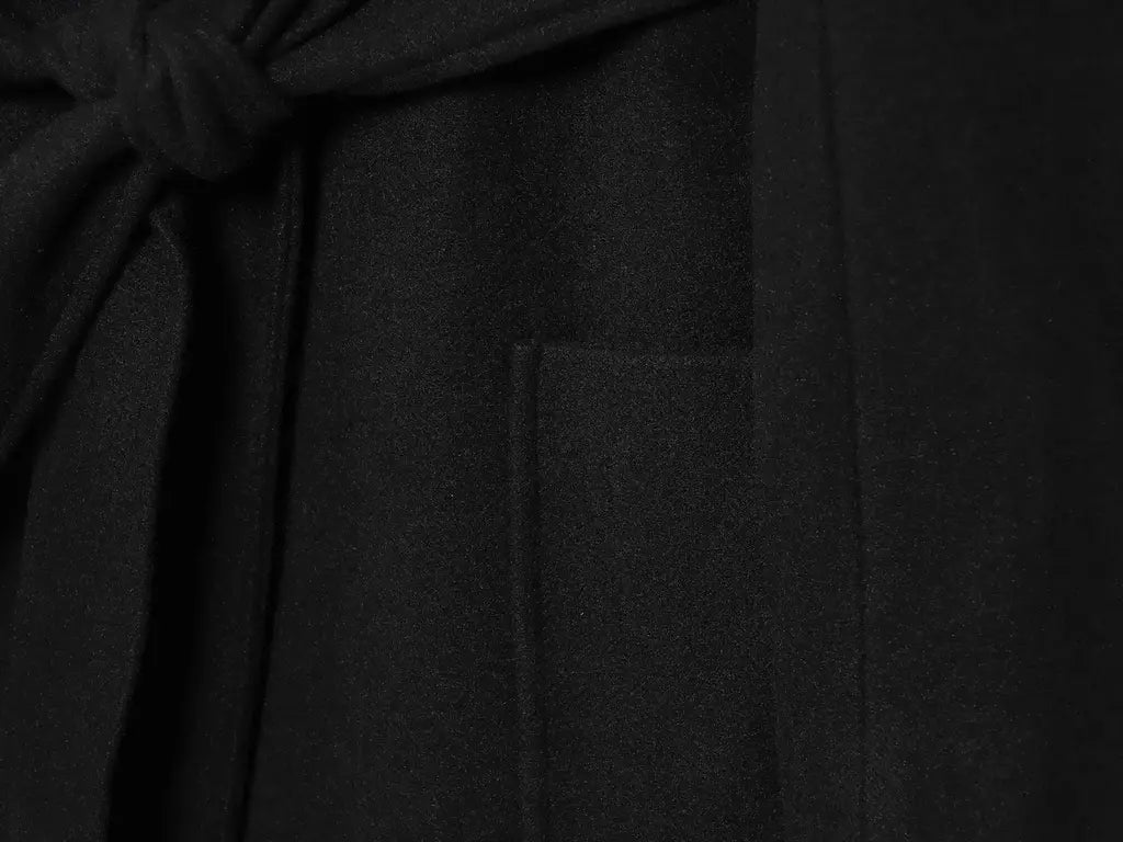 Tidalyf 2025 casaco longo feminino de mistura de lã, gola virada para baixo, cintura com cinto, manga comprida, comprimento da panturrilha, jaqueta com bolsos para o outono