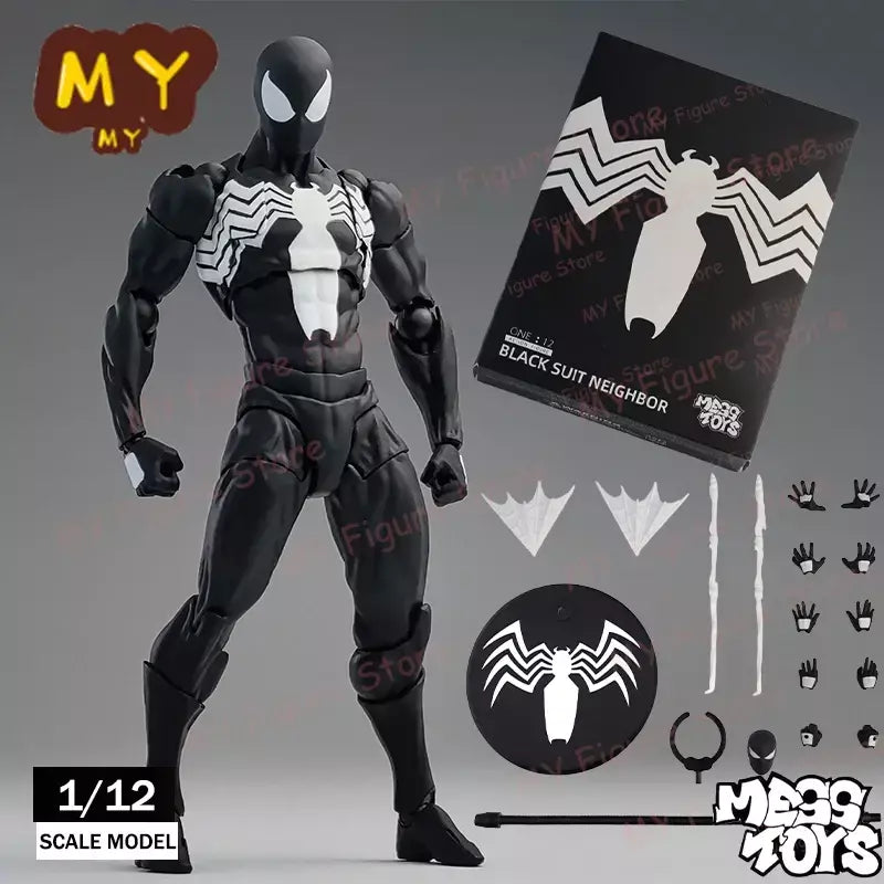 Novos brinquedos bagunça figura do homem-aranha terno preto vizinho simbionte messto brinquedos escarlate vizinho figura de ação ct brinquedos preto vermelho homem aranha