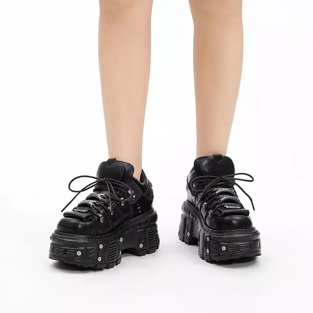 2025 mulher tênis novo estilo punk sapatos femininos gótico tornozelo rock botas rendas salto altura sapatos plataforma mulher decoração de metal