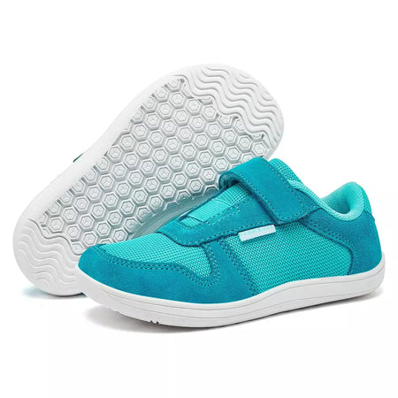Hobibear crianças dedo do pé largo sapatos descalços pouco/grande/criança gancho loop minimalista tênis malha de couro artificial sapatos leves
