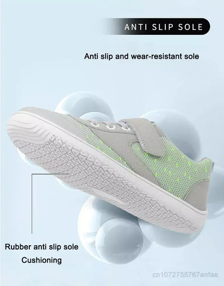 Novos meninos meninas tênis crianças largas sapatos descalços naturalmente spracam sapatos da criança pequena grande criança