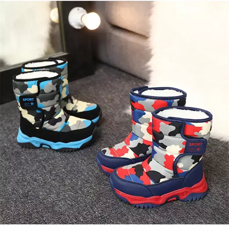 2023 inverno crianças sapatos de pelúcia tecido impermeável antiderrapante sapatos da menina sola de borracha botas de neve moda quente botas ao ar livre