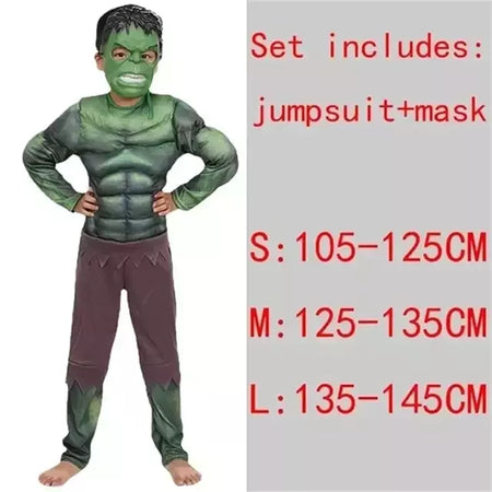 Super-herói homem aranha capitão américa homem de ferro thor hulk batman cosplay traje muscular bodysuit macacão para crianças festa de halloween