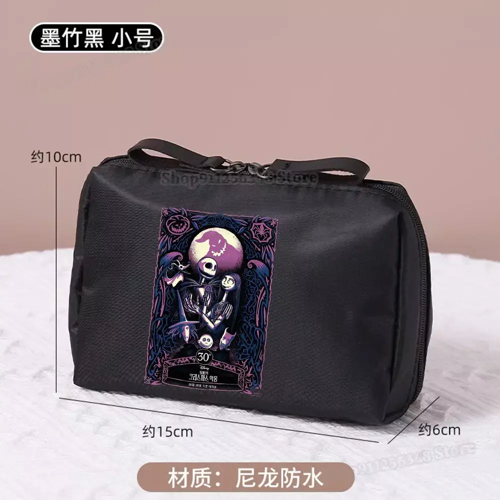 O pesadelo antes do natal saco de maquiagem figura dos desenhos animados jack skellington bolsa sacos cosméticos disney compõem casos organizadores