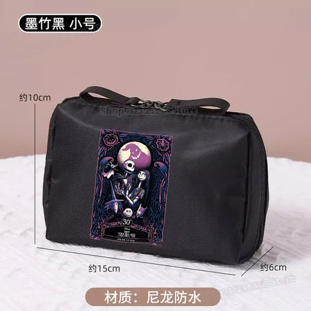 O pesadelo antes do natal saco de maquiagem figura dos desenhos animados jack skellington bolsa sacos cosméticos disney compõem casos organizadores