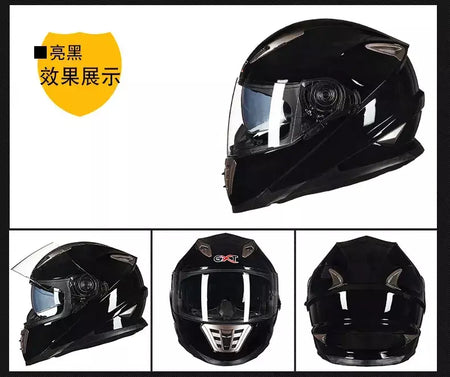Gxt palhaço rosto cheio capacete da motocicleta lente solar interna motocross casco moto leve segurança bicicleta de rua equitação rápida casque moto