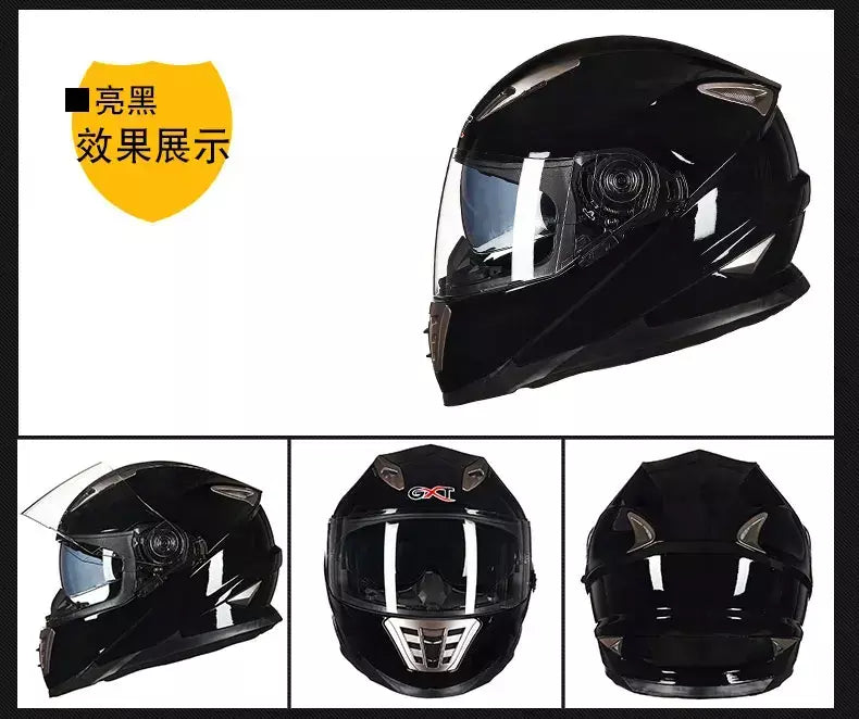 Gxt palhaço rosto cheio capacete da motocicleta lente solar interna motocross casco moto leve segurança bicicleta de rua equitação rápida casque moto