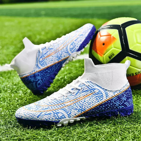 Botas de futebol masculinas longas, grama artificial, tênis de futsal, esportes ao ar livre, crianças, tênis de futebol para meninos, original, sociedade
