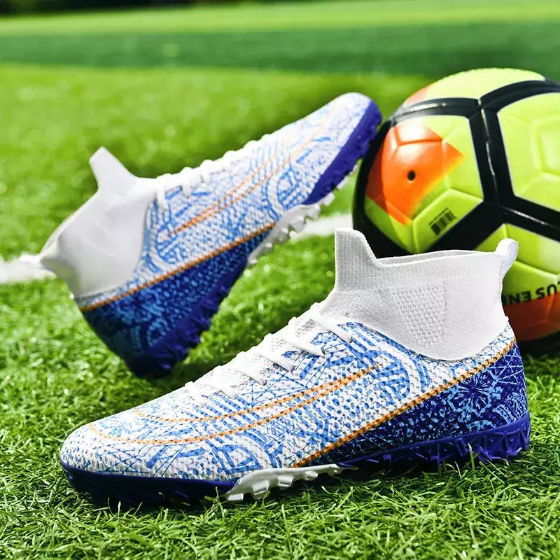 Botas de futebol masculinas longas, grama artificial, tênis de futsal, esportes ao ar livre, crianças, tênis de futebol para meninos, original, sociedade