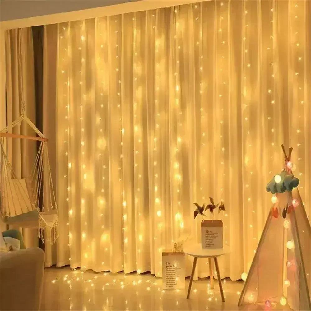 Natal usb cortina corda luzes de fadas 8 modo 6/3m led guirlanda remoto para festa jardim casa decoração casamento ano novo 2025