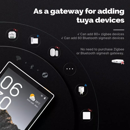 MOES Tuya Wifi Smart Tela sensível ao toque de 5 polegadas Painel de controle central dos EUA Controle de voz Alexa e ZigBee Gateway Controle de cena embutido