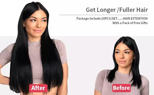 Doreen 160g 200g 240g série de volume máquina brasileira remy clipe reto em extensões de cabelo humano cabeça cheia 10 pçs 16 a 24 Polegada