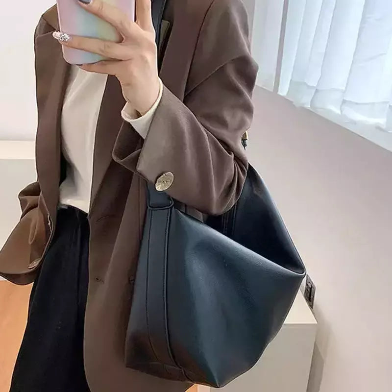 Bolsa Boston de couro PU para mulheres, bolsa de ombro de grande capacidade, bolsas crossbody, design de travesseiro vintage, casual
