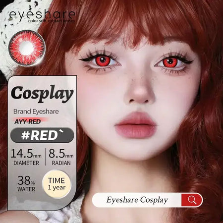 Eyeshare 1 par cosplay lentes de contato coloridas brancas lentes de contato vermelhas anime lentes de olho preto halloween beleza maquiagem lentes