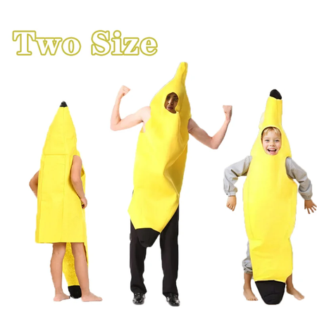 Criança/adulto unissex divertido conjunto de banana amarelo traje luz halloween fruta fantasia festa feriado dança vestido traje