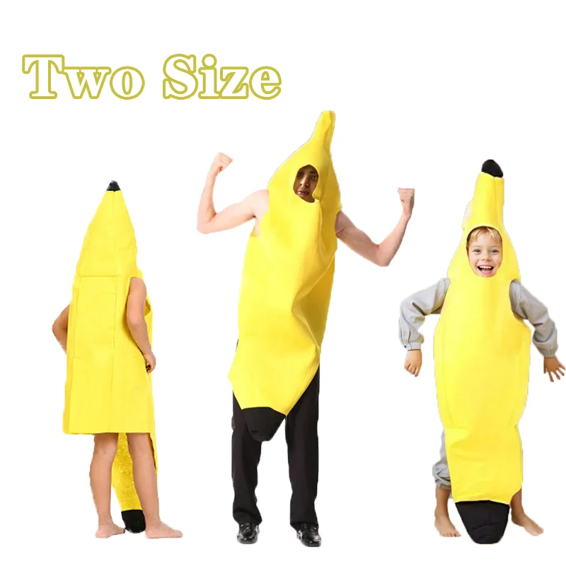 Criança/adulto unissex divertido conjunto de banana amarelo traje luz halloween fruta fantasia festa feriado dança vestido traje