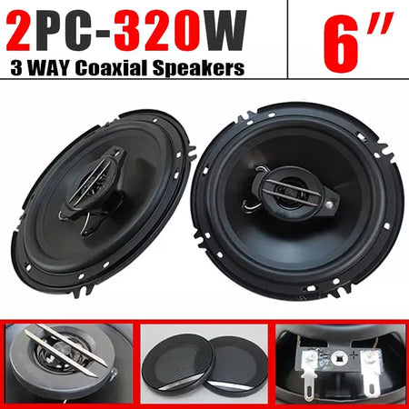 2 pçs 6 Polegada 320w 3 vias universal carro coaxial música estéreo gama completa hi-fi para carro caminhão porta alto-falantes sistema de som surround