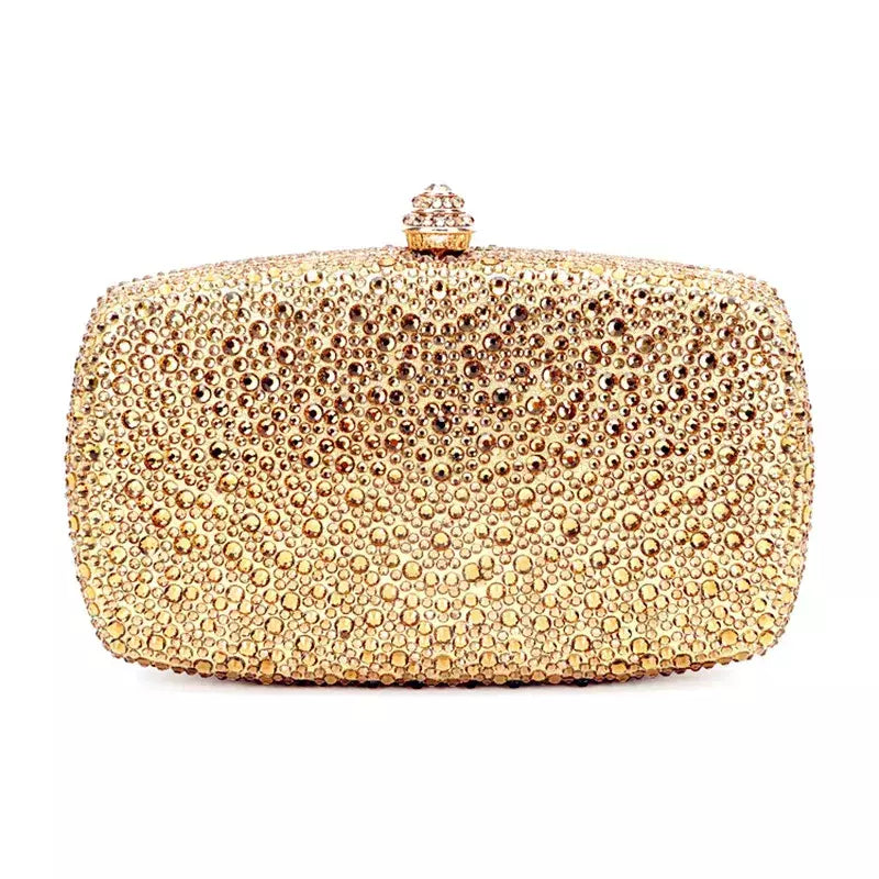 Bolsa noite strass para mulheres, bolsas de casamento, corrente de cristal, ouro, prata, pedras da noite, marrom, verde, pedras azuis