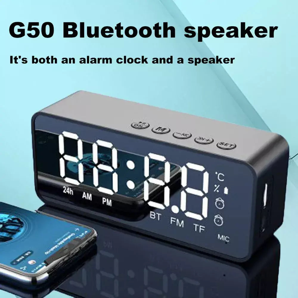 G50 alto-falante sem fio bluetooth com mini cartão fm espelho despertador tenda de áudio recebendo invite de voz k