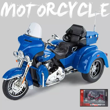 CVO-Tri Glide Alloy Motorcycle Model for Kids, Três Rodas, Cruzeiro, Viagem, Diecast, Lazer na Rua, Luz Sonora, Presente, 1:9