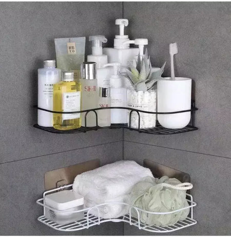 Prateleira De Banheiro De Parede, Prateleiras De Armazenamento De Canto, Suporte Do Shampoo, Rack Cosmético, Cesta De Dreno De Chuveiro De Ferro, Organizador Do Banheiro