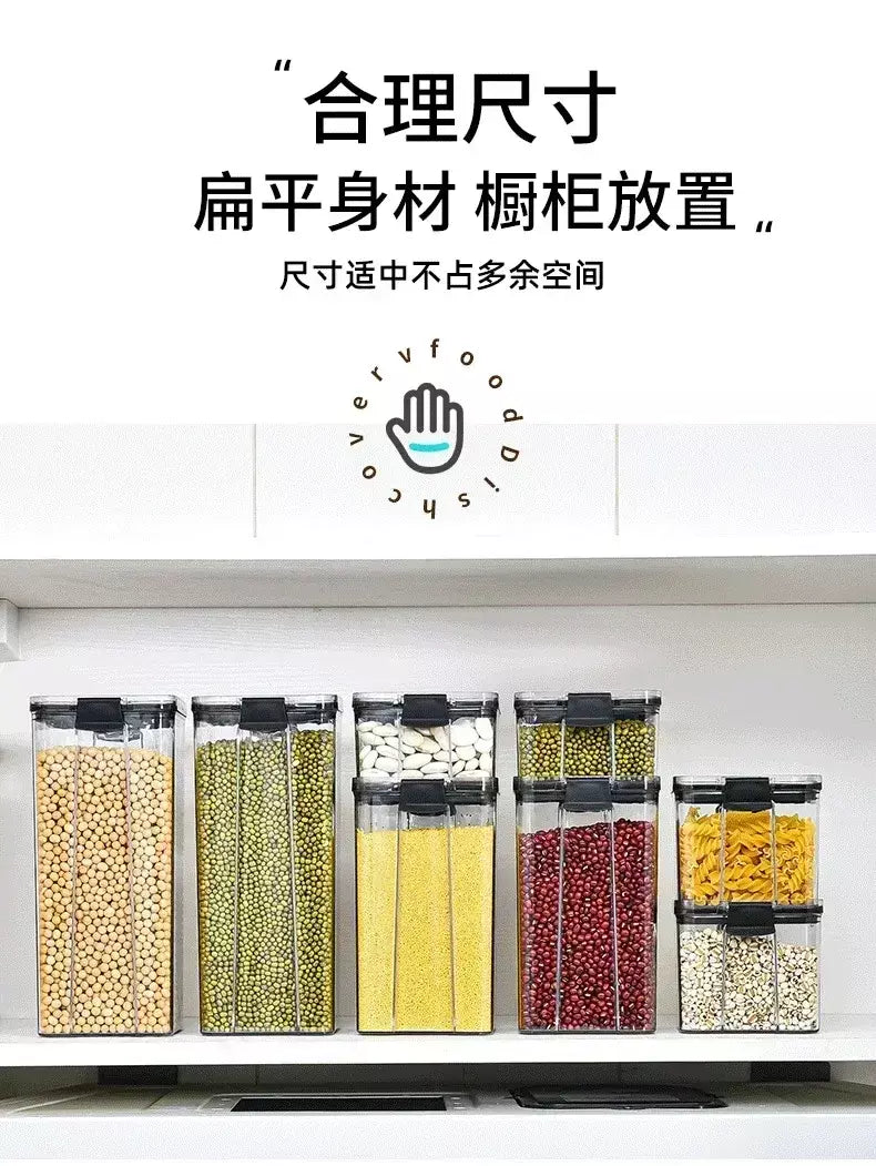 Conjuntos de cozinha empilháveis selados, 460-1800ml, caixa de plástico para armazenamento de alimentos, garrafa multigrãos, frutas secas, chá, recipientes de armazenamento