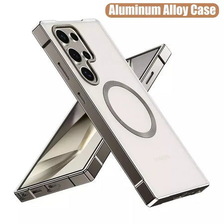 Moldura de alumínio com fecho magnético, capa traseira de plástico de metal para samsung galaxy s25 ultra s24 ultra s23 s22 s21, capa forte à prova de queda